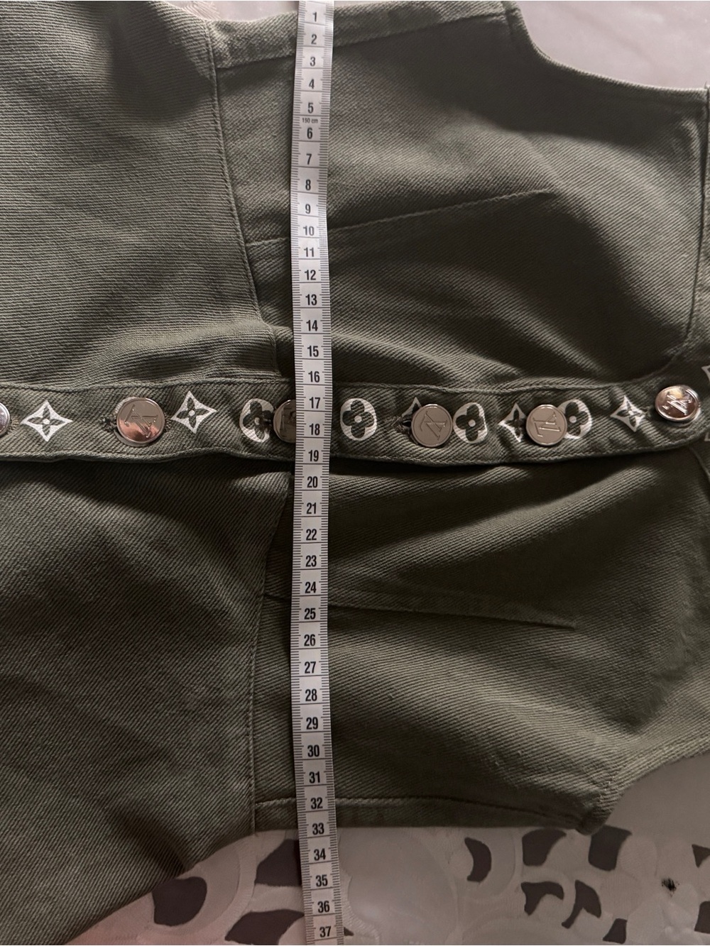 Olive Green Button-Front Spaghetti Strap Top - Picture 3 of 5